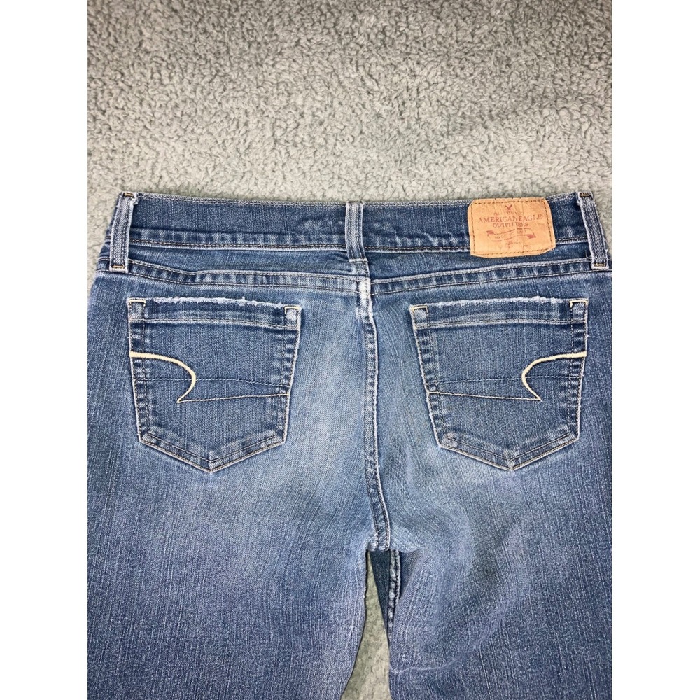 Vtg American Eagle Flare Leg Jeans Women 10 Low Rise Stretch Distressed 30x30